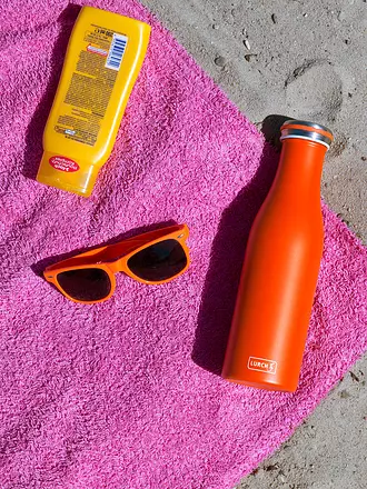 LURCH | Botella isotérmica - Termo de acero inoxidable 0,5 l Verde Fresco | orange